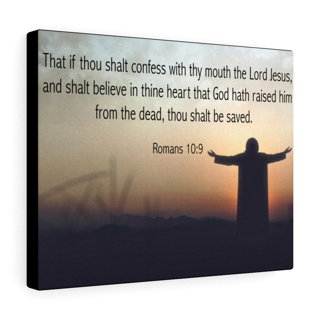Scripture Walls Thou Shalt Be Saved Romans 10:9 Bible Verse Canvas Christian Wall Art Ready to Hang Unframed-Express Your Love Gifts