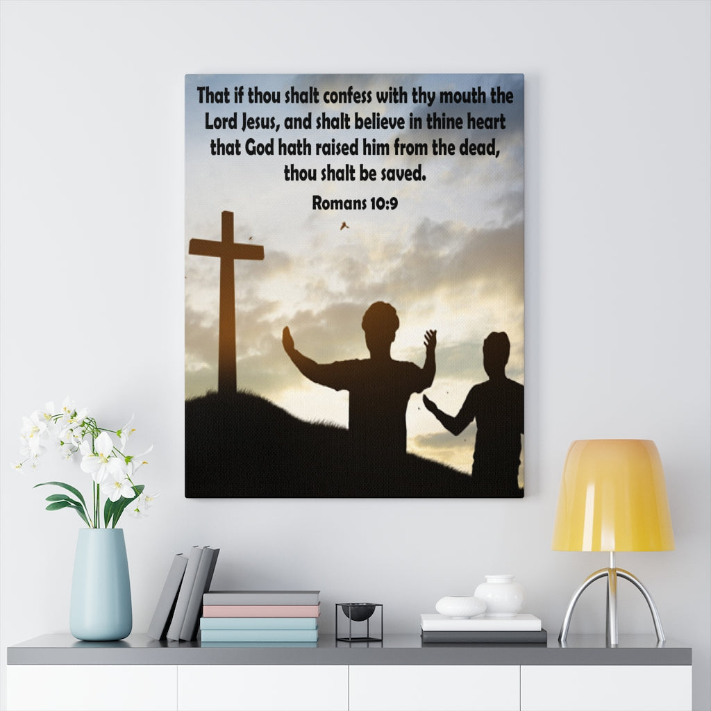 Scripture Walls Thou Shalt Confess Romans 10:9 Christian Home Decor Bible Art Unframed-Express Your Love Gifts