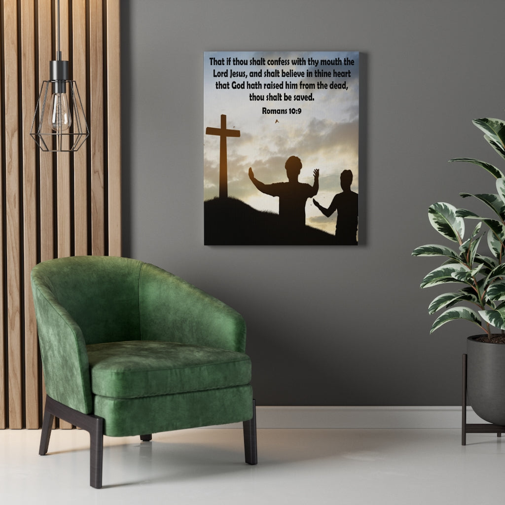 Scripture Walls Thou Shalt Confess Romans 10:9 Christian Home Decor Bible Art Unframed-Express Your Love Gifts