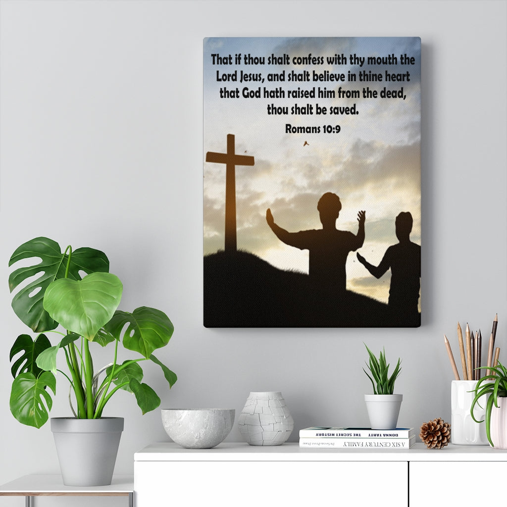 Scripture Walls Thou Shalt Confess Romans 10:9 Christian Home Decor Bible Art Unframed-Express Your Love Gifts