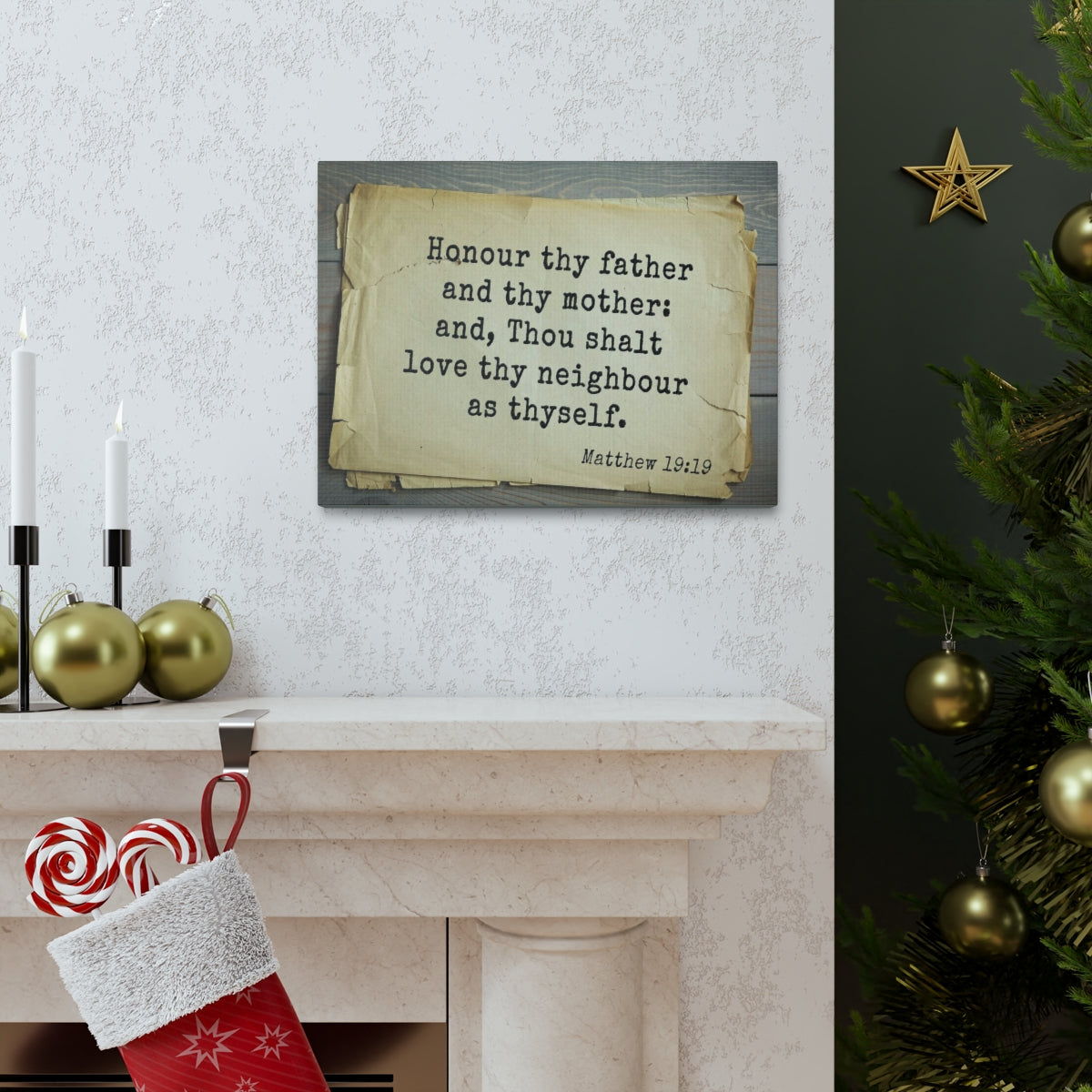 Scripture Walls Thou Shalt Love Matthew 19:19 Bible Verse Canvas Christian Wall Art Bible Verse Print Ready To Hang Unframed-Express Your Love Gifts