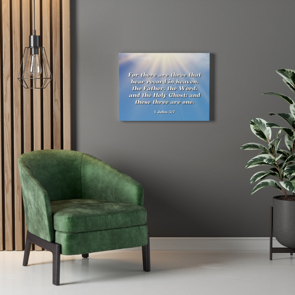 Scripture Walls Three Are One 1 John 5:7 Bible Verse Canvas Christian Wall Art Ready to Hang Unframed-Express Your Love Gifts