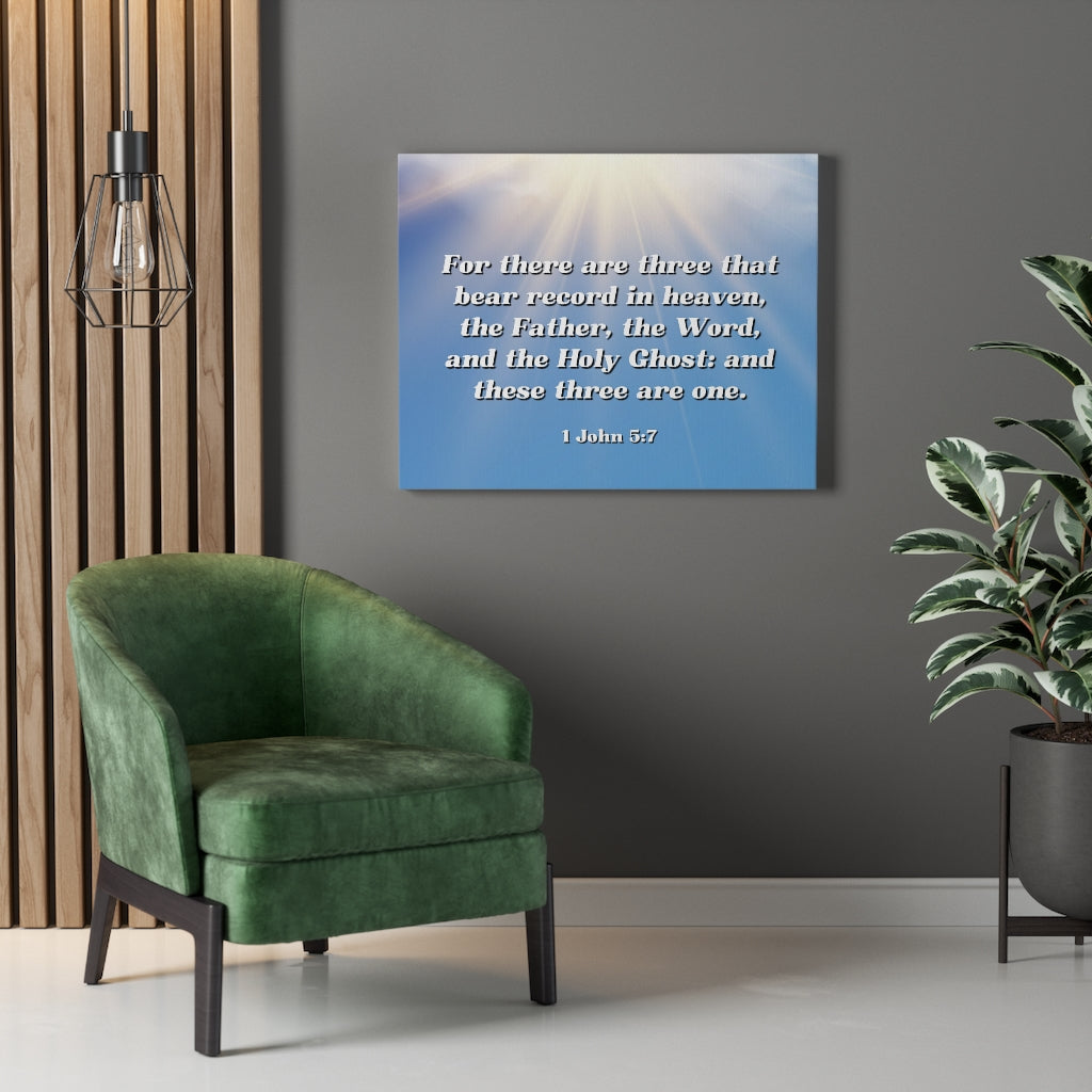 Scripture Walls Three Are One 1 John 5:7 Bible Verse Canvas Christian Wall Art Ready to Hang Unframed-Express Your Love Gifts