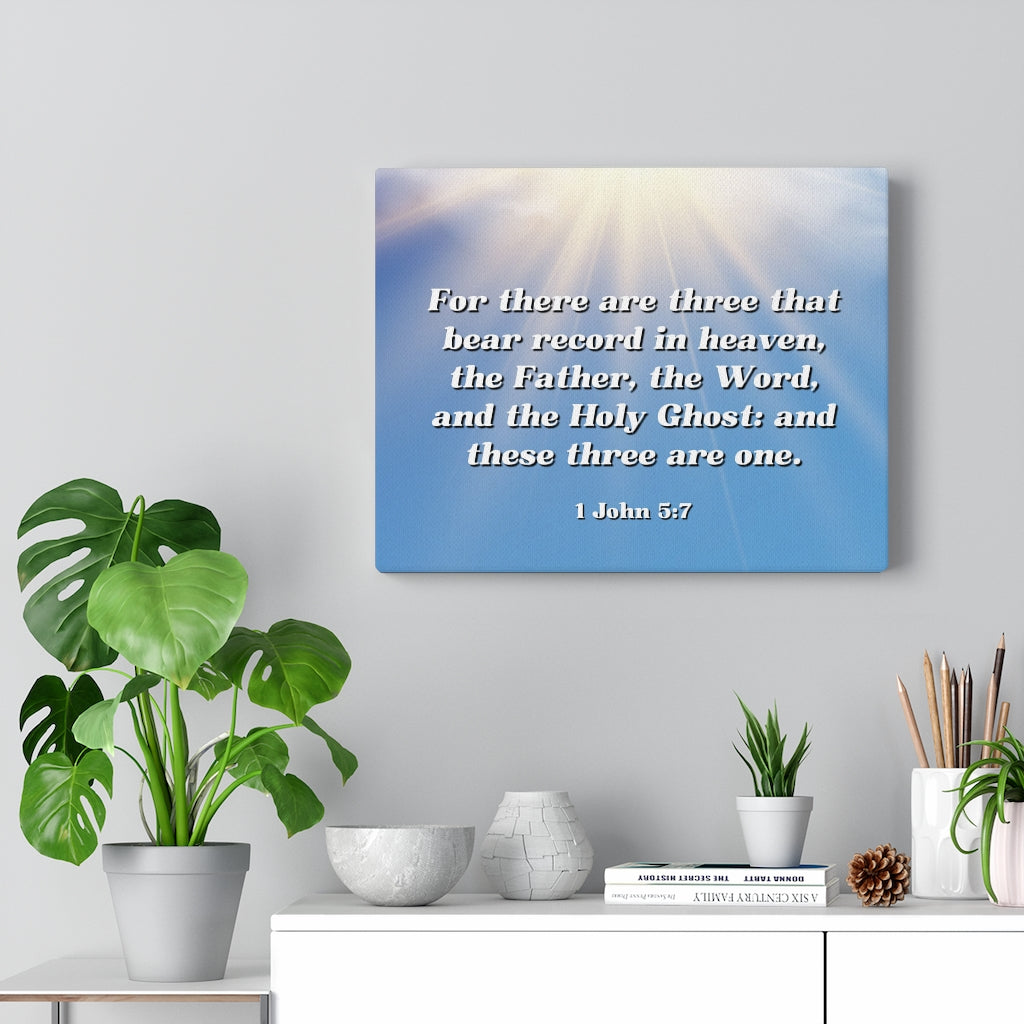Scripture Walls Three Are One 1 John 5:7 Bible Verse Canvas Christian Wall Art Ready to Hang Unframed-Express Your Love Gifts