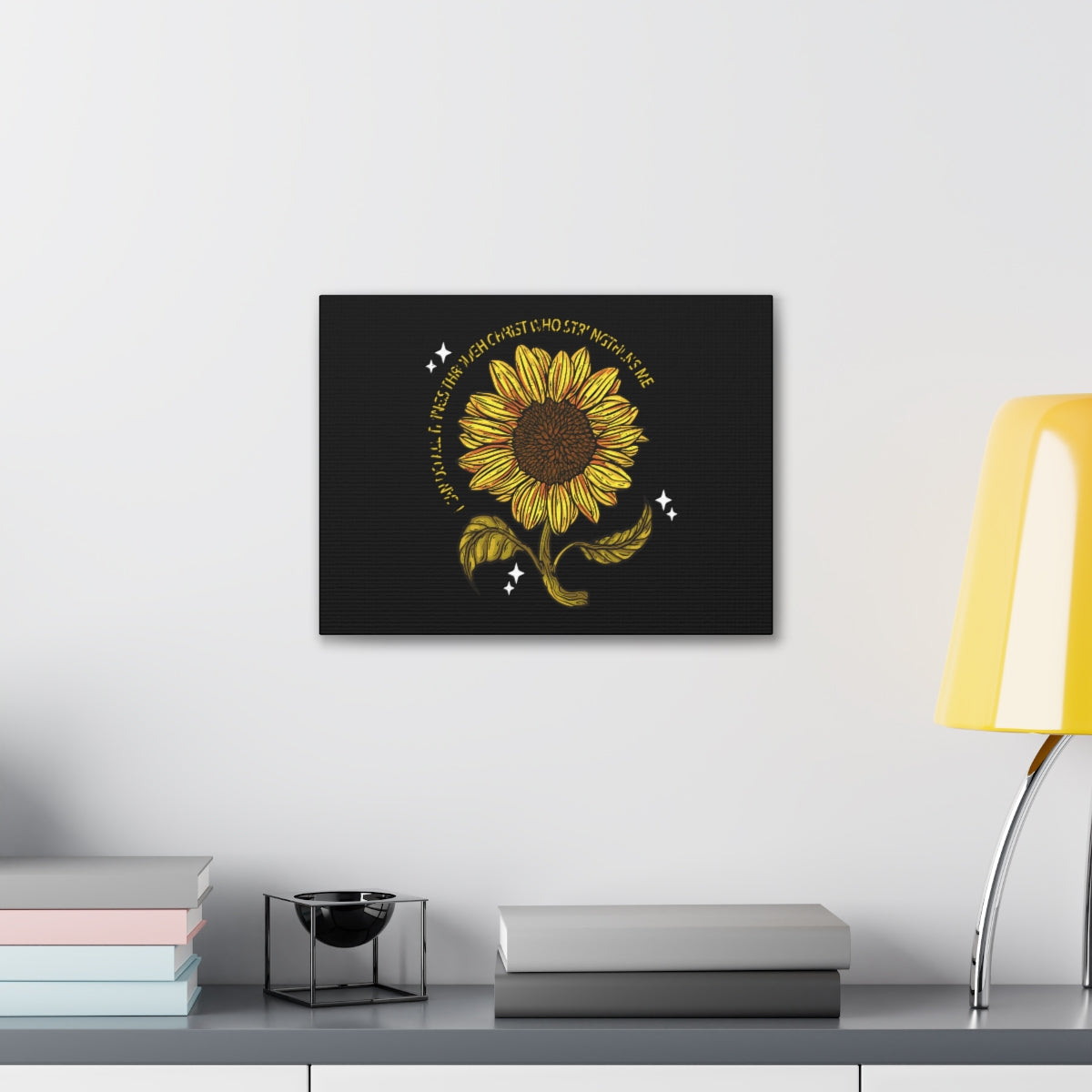 Scripture Walls Through Christ Sunflower Philippians 4:13 Christian Wall Art Bible Verse Print Ready to Hang Unframed-Express Your Love Gifts