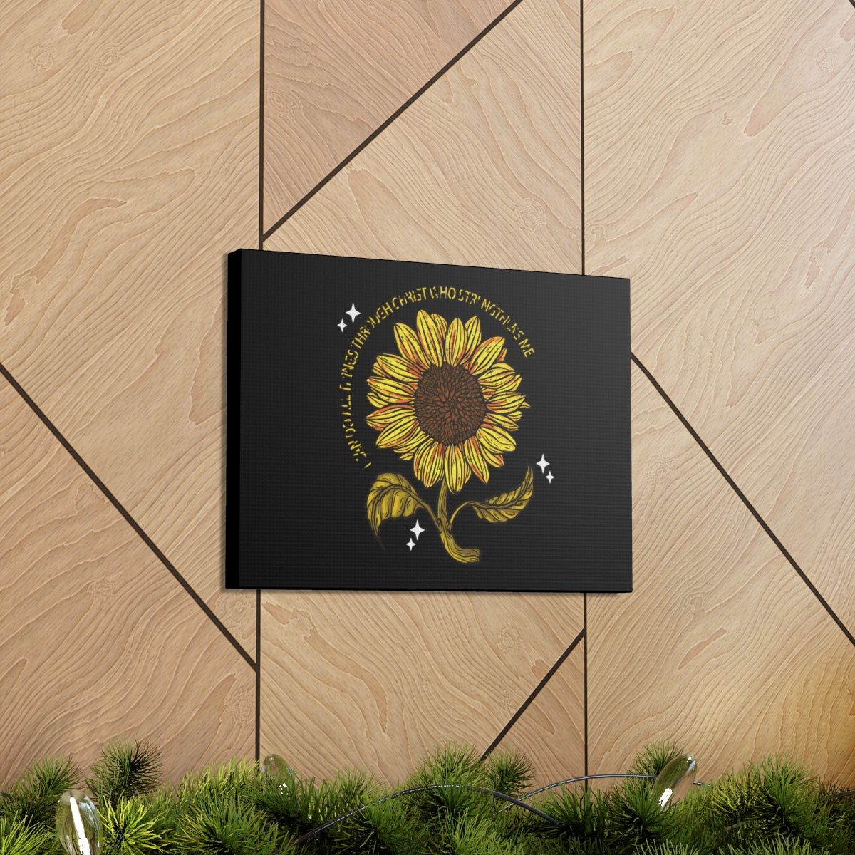 Scripture Walls Through Christ Sunflower Philippians 4:13 Christian Wall Art Bible Verse Print Ready to Hang Unframed-Express Your Love Gifts