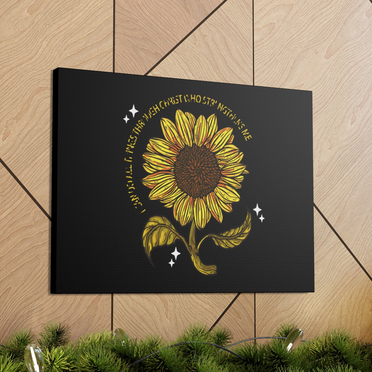 Scripture Walls Through Christ Sunflower Philippians 4:13 Christian Wall Art Bible Verse Print Ready to Hang Unframed-Express Your Love Gifts