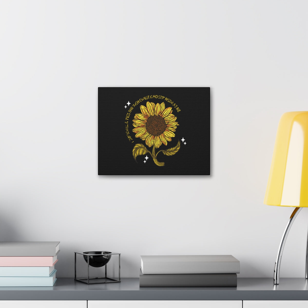 Scripture Walls Through Christ Sunflower Philippians 4:13 Christian Wall Art Bible Verse Print Ready to Hang Unframed-Express Your Love Gifts