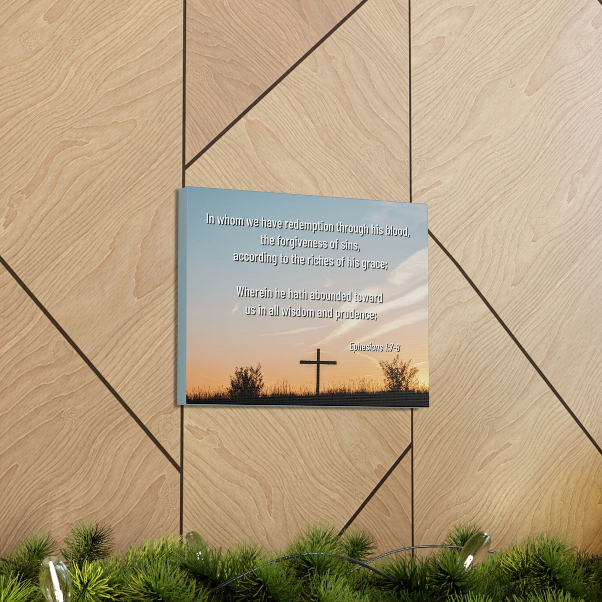 Scripture Walls Through His Blood Ephesians 1:7 Bible Verse Canvas Christian Wall Art Ready to Hang Unframed-Express Your Love Gifts