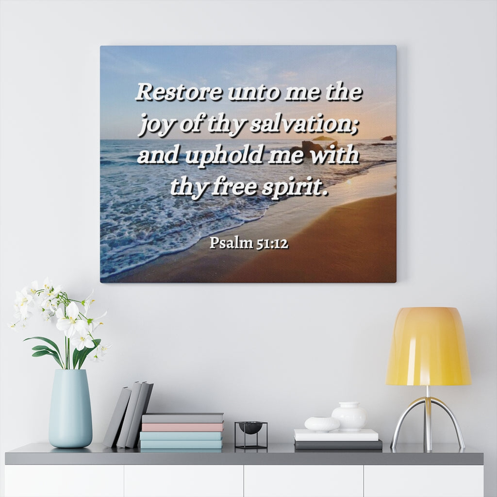 Scripture Walls Thy Salvation Psalm 51:12 Bible Verse Canvas Christian Wall Art Ready to Hang Unframed-Express Your Love Gifts