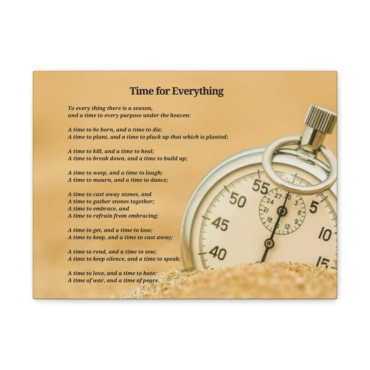 Scripture Walls Time For Everything Watch In The Sand Ecclesiastes 3:4 Bible Verse Canvas Christian Wall Art Ready to Hang Unframed-Express Your Love Gifts