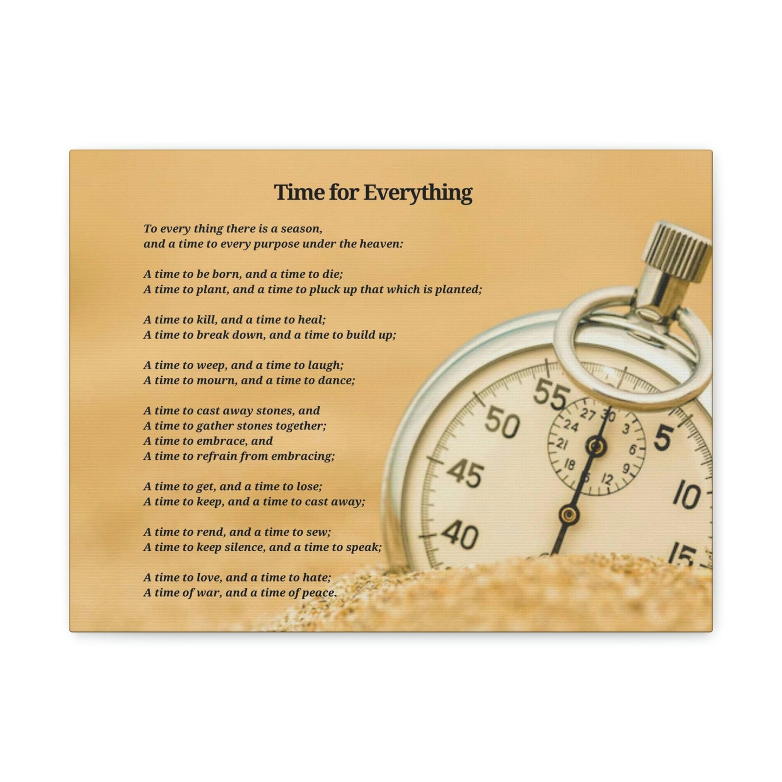 Scripture Walls Time For Everything Watch In The Sand Ecclesiastes 3:4 Bible Verse Canvas Christian Wall Art Ready to Hang Unframed-Express Your Love Gifts