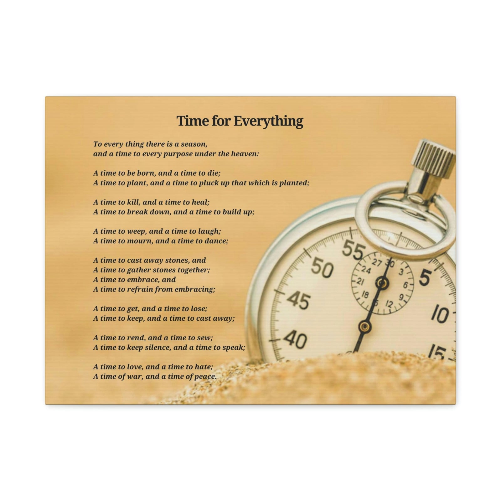 Scripture Walls Time For Everything Watch In The Sand Ecclesiastes 3:4 Bible Verse Canvas Christian Wall Art Ready to Hang Unframed-Express Your Love Gifts