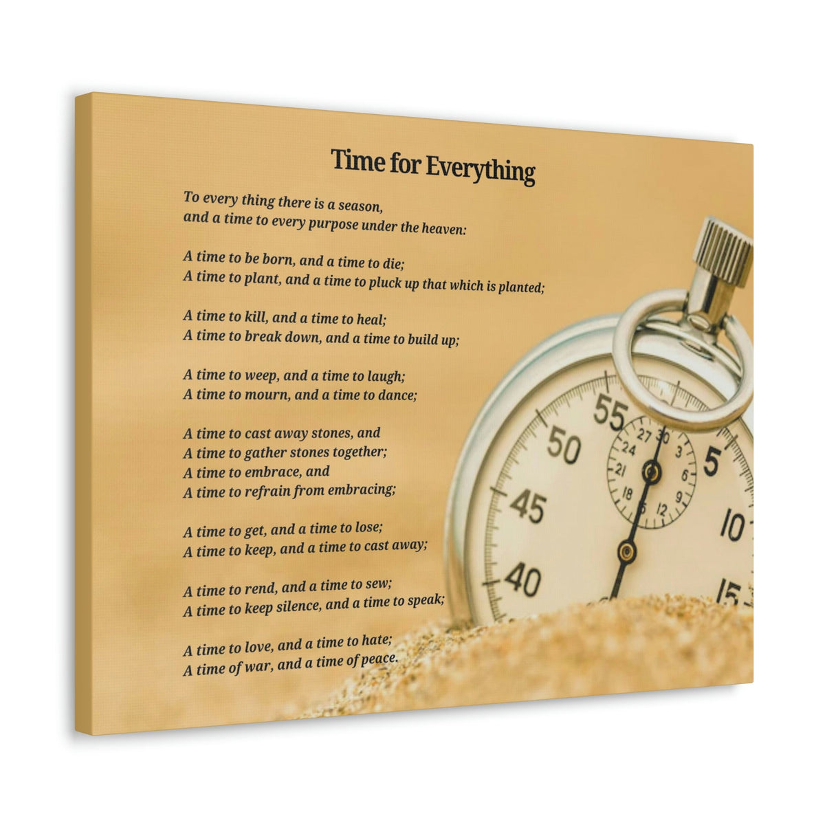 Scripture Walls Time For Everything Watch In The Sand Ecclesiastes 3:4 Bible Verse Canvas Christian Wall Art Ready to Hang Unframed-Express Your Love Gifts