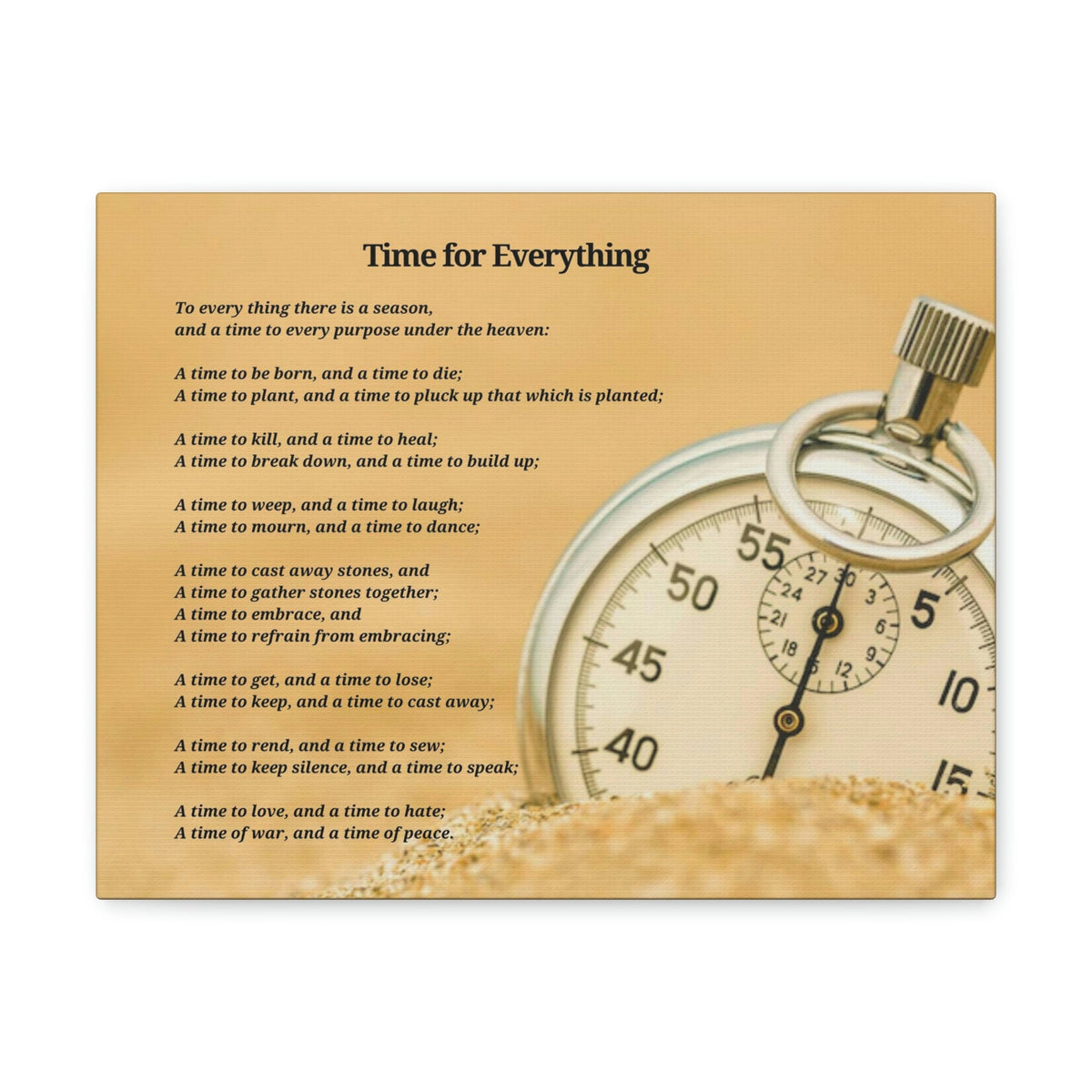 Scripture Walls Time For Everything Watch In The Sand Ecclesiastes 3:4 Bible Verse Canvas Christian Wall Art Ready to Hang Unframed-Express Your Love Gifts
