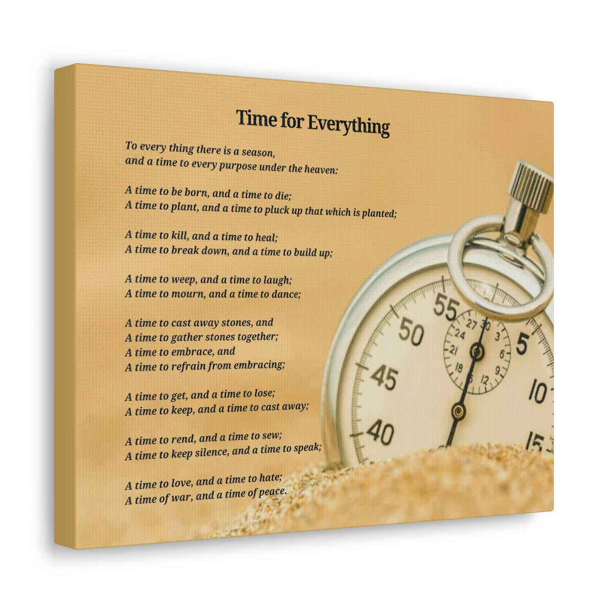 Scripture Walls Time For Everything Watch In The Sand Ecclesiastes 3:4 Bible Verse Canvas Christian Wall Art Ready to Hang Unframed-Express Your Love Gifts