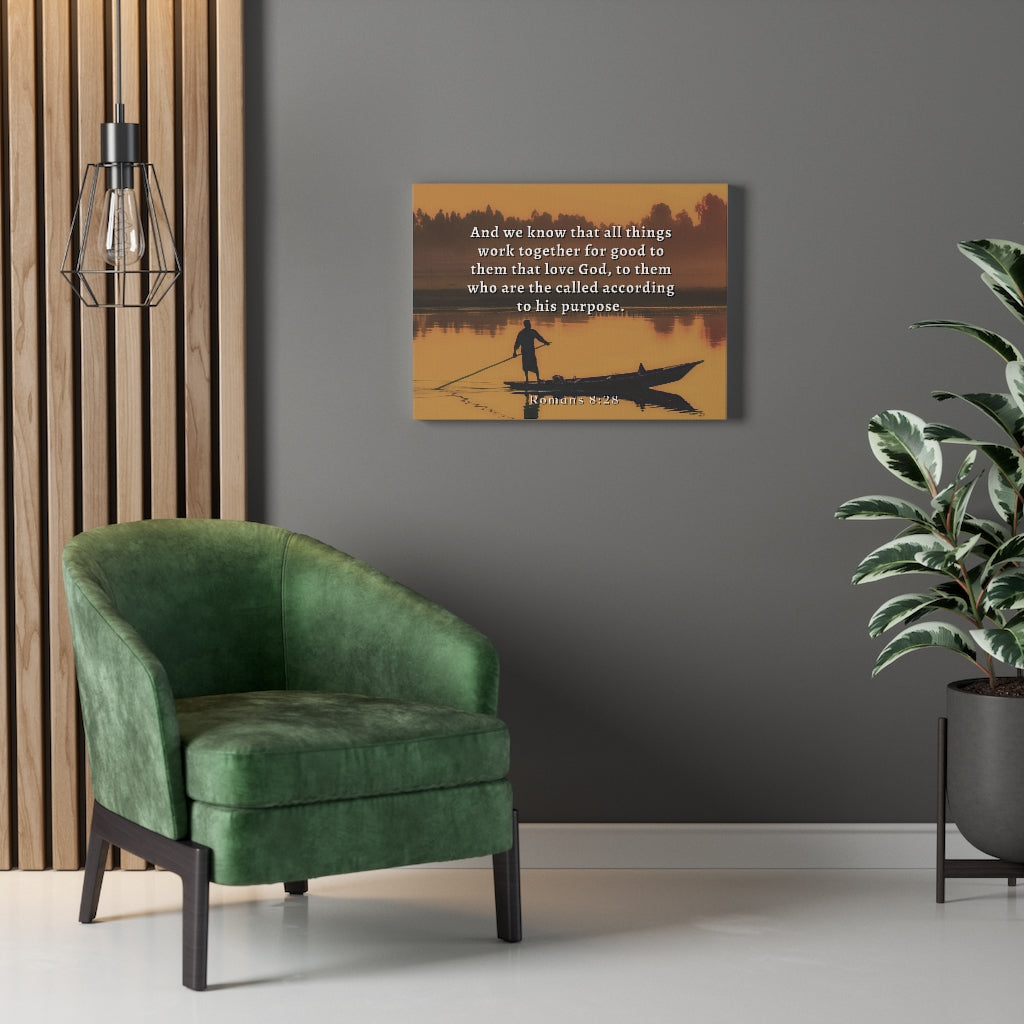 Scripture Walls To His Purpose Romans 8:28 Bible Verse Canvas Christian Wall Art Ready to Hang Unframed-Express Your Love Gifts