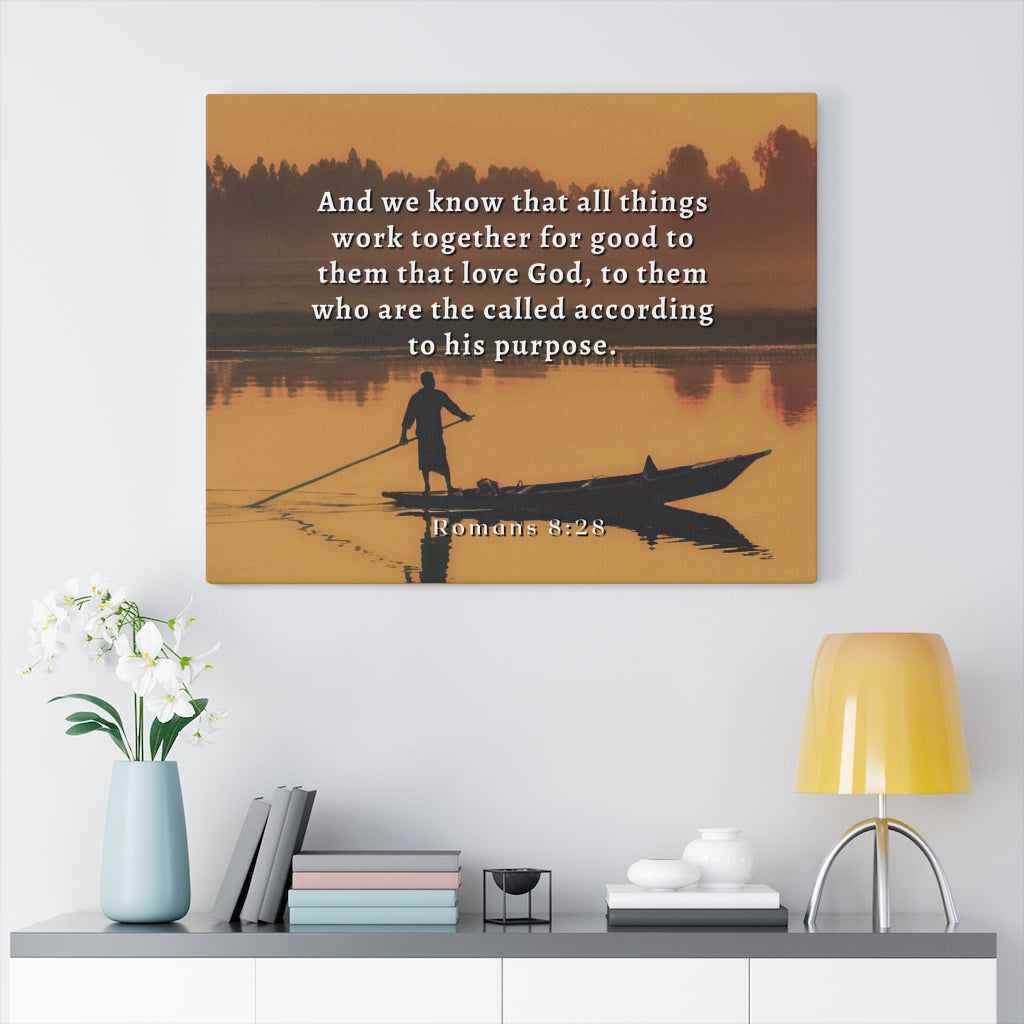 Scripture Walls To His Purpose Romans 8:28 Bible Verse Canvas Christian Wall Art Ready to Hang Unframed-Express Your Love Gifts