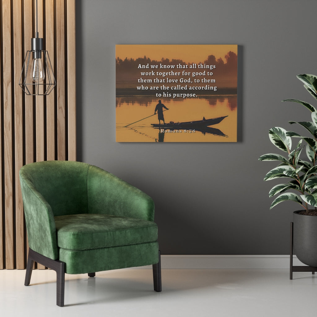 Scripture Walls To His Purpose Romans 8:28 Bible Verse Canvas Christian Wall Art Ready to Hang Unframed-Express Your Love Gifts