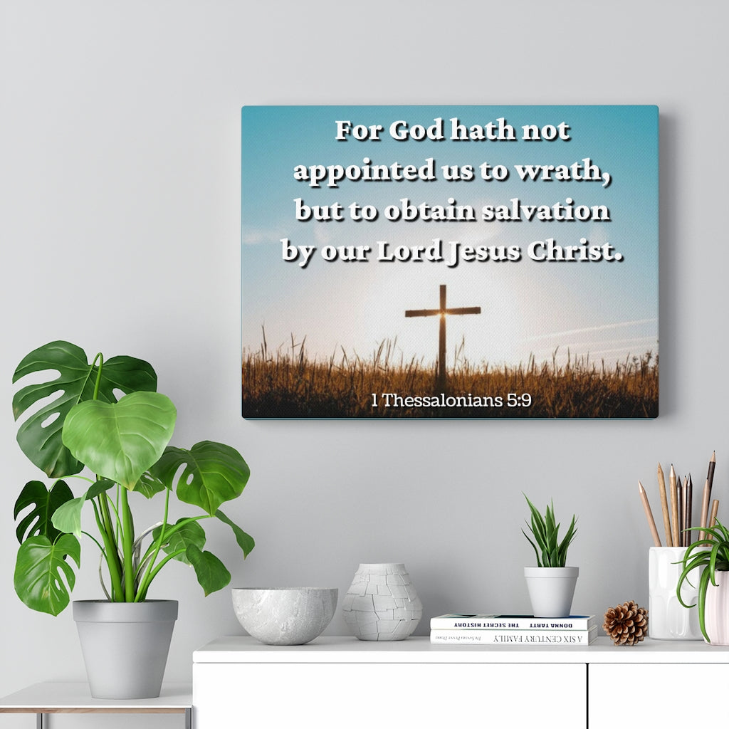Scripture Walls To Obtain Salvation 1 Thessalonians 5:9 Bible Verse Canvas Christian Wall Art Ready to Hang Unframed-Express Your Love Gifts