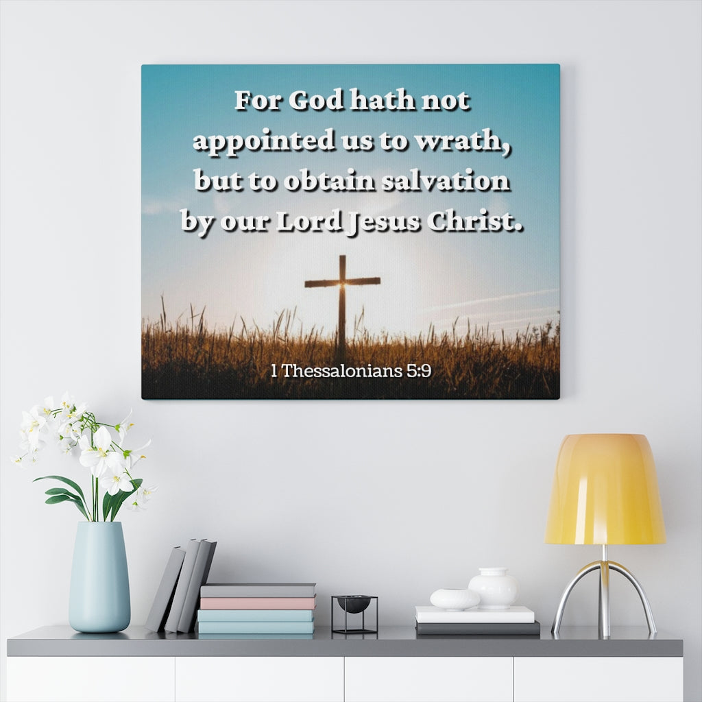 Scripture Walls To Obtain Salvation 1 Thessalonians 5:9 Bible Verse Canvas Christian Wall Art Ready to Hang Unframed-Express Your Love Gifts
