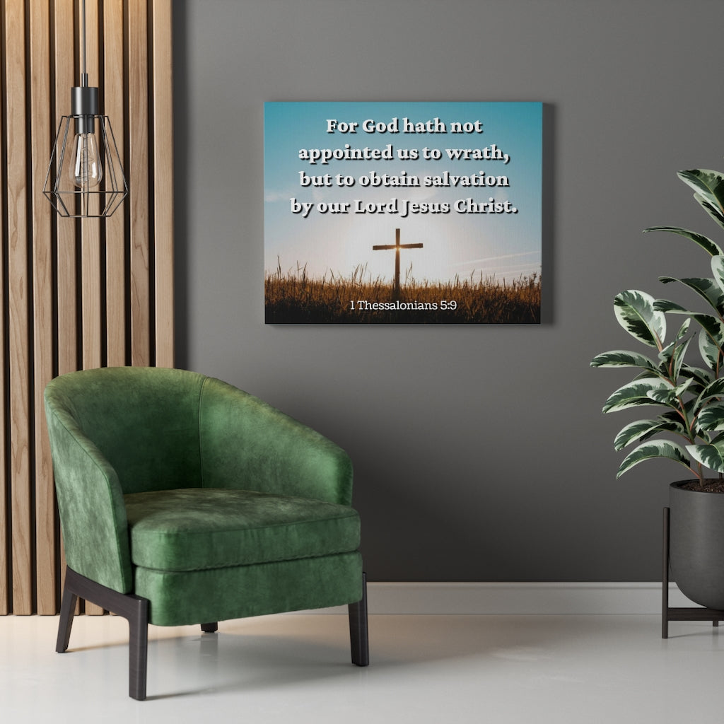 Scripture Walls To Obtain Salvation 1 Thessalonians 5:9 Bible Verse Canvas Christian Wall Art Ready to Hang Unframed-Express Your Love Gifts