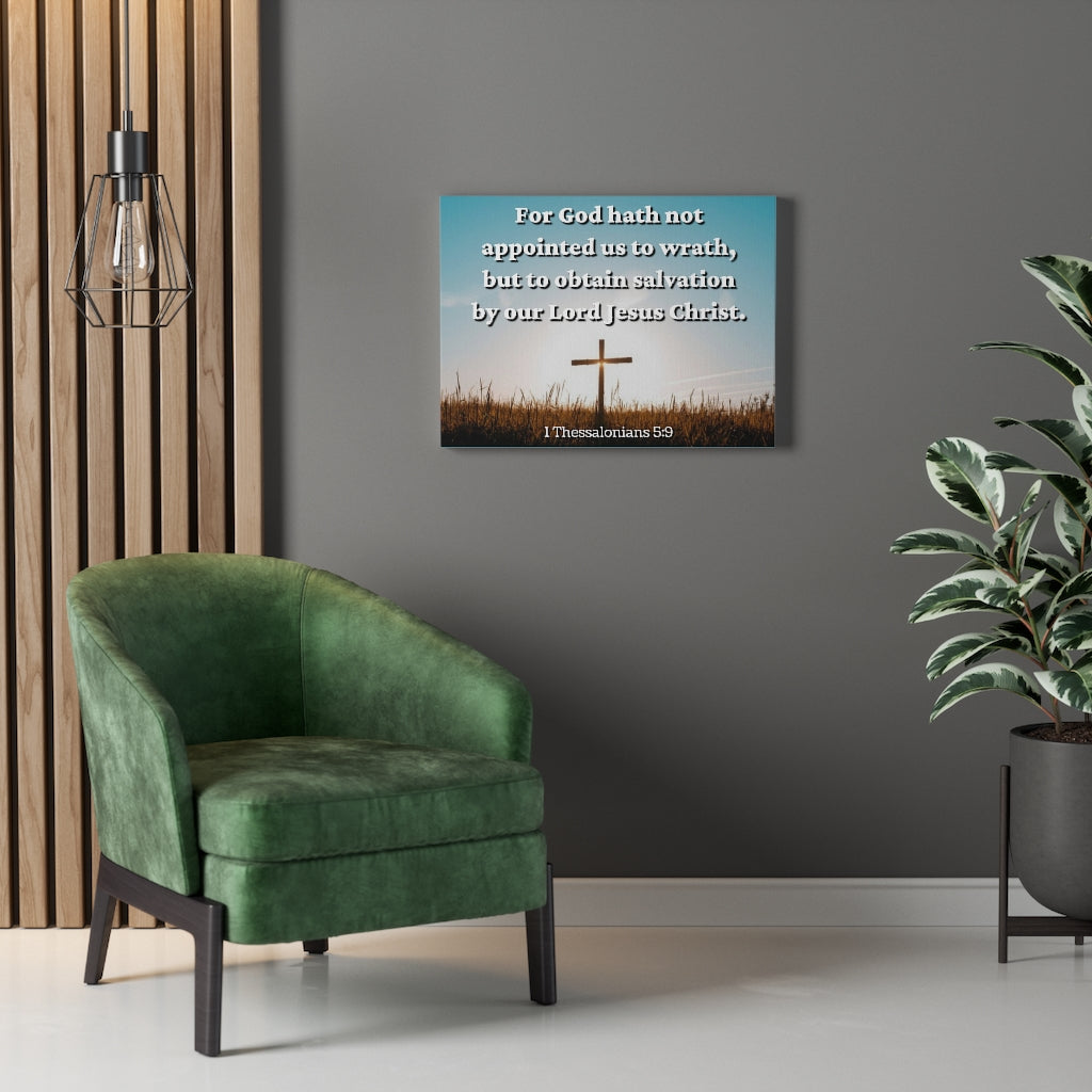Scripture Walls To Obtain Salvation 1 Thessalonians 5:9 Bible Verse Canvas Christian Wall Art Ready to Hang Unframed-Express Your Love Gifts
