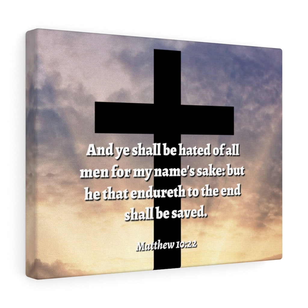 Scripture Walls To The End Matthew 10:22 Bible Verse Canvas Christian Wall Art Ready to Hang Unframed-Express Your Love Gifts