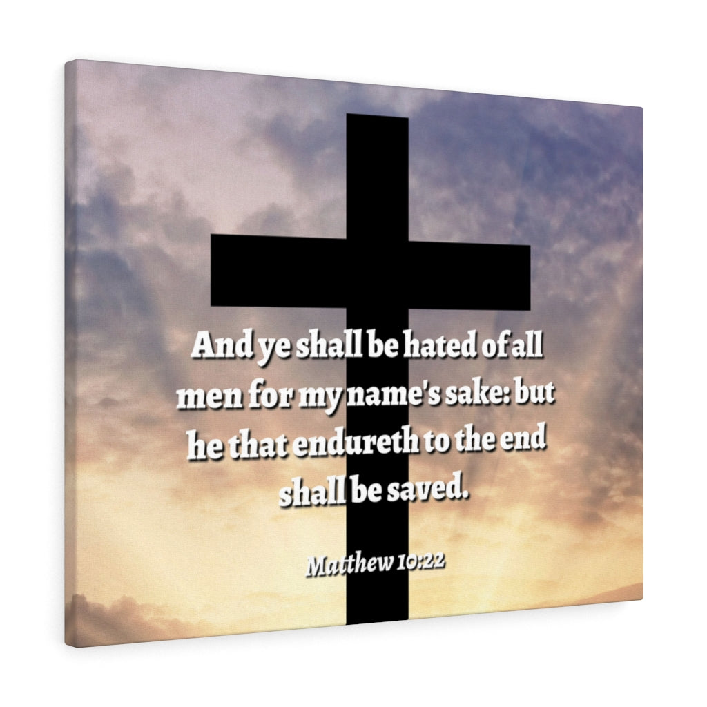 Scripture Walls To The End Matthew 10:22 Bible Verse Canvas Christian Wall Art Ready to Hang Unframed-Express Your Love Gifts