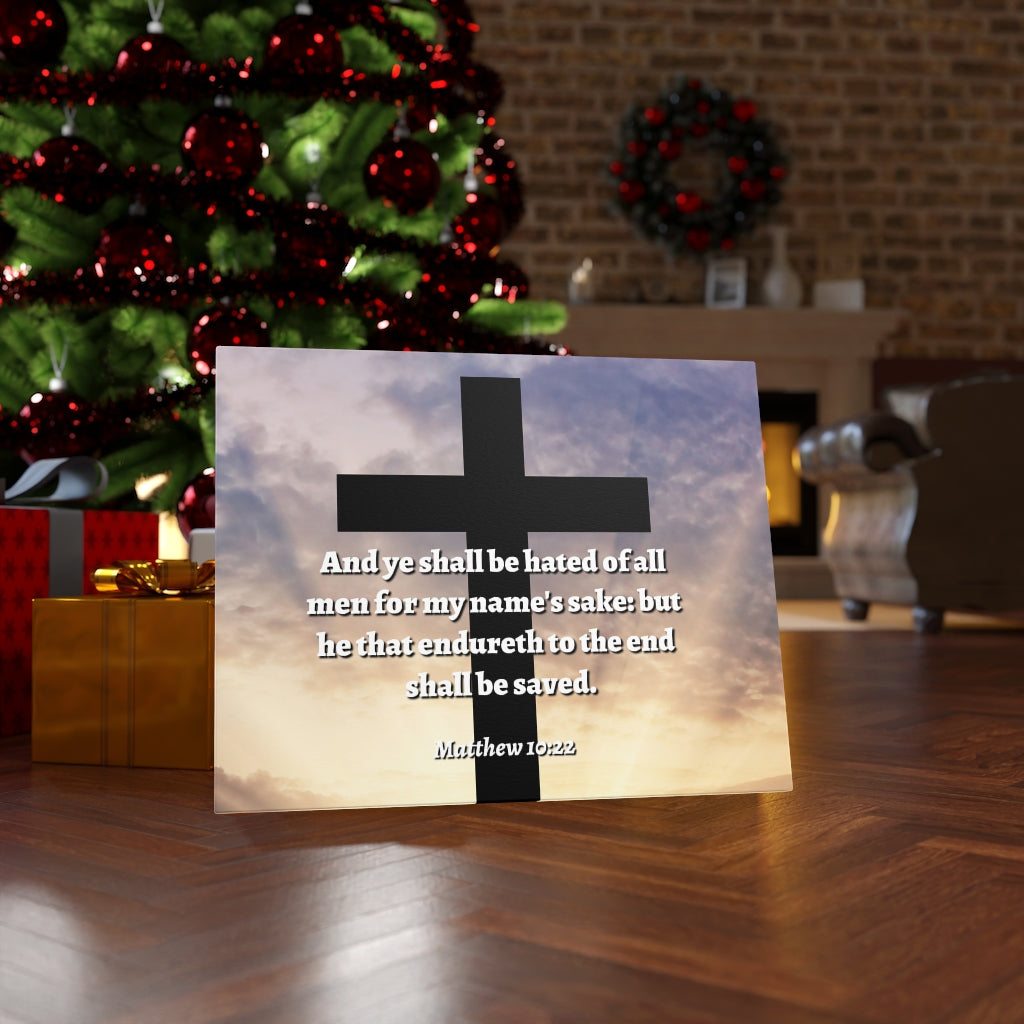 Scripture Walls To The End Matthew 10:22 Bible Verse Canvas Christian Wall Art Ready to Hang Unframed-Express Your Love Gifts