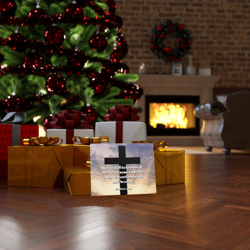 Scripture Walls To The End Matthew 10:22 Bible Verse Canvas Christian Wall Art Ready to Hang Unframed-Express Your Love Gifts