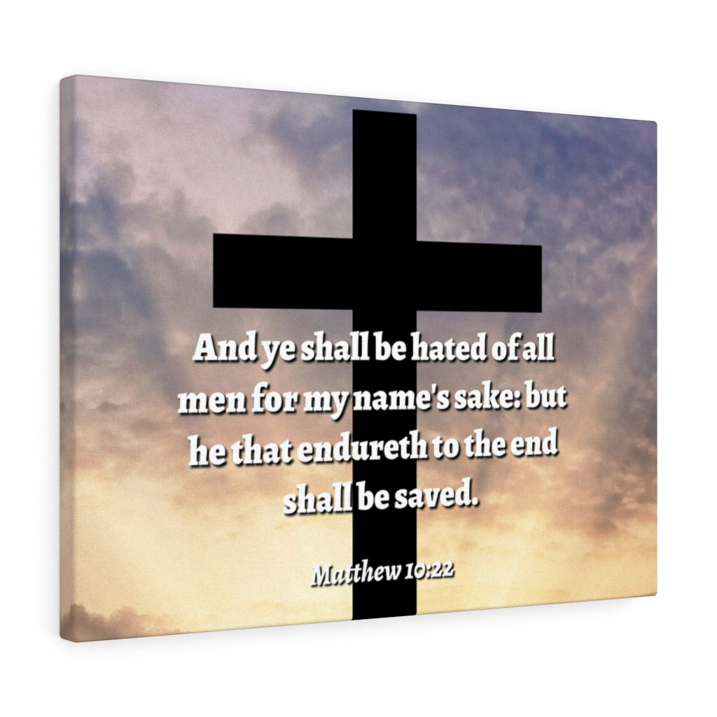 Scripture Walls To The End Matthew 10:22 Bible Verse Canvas Christian Wall Art Ready to Hang Unframed-Express Your Love Gifts