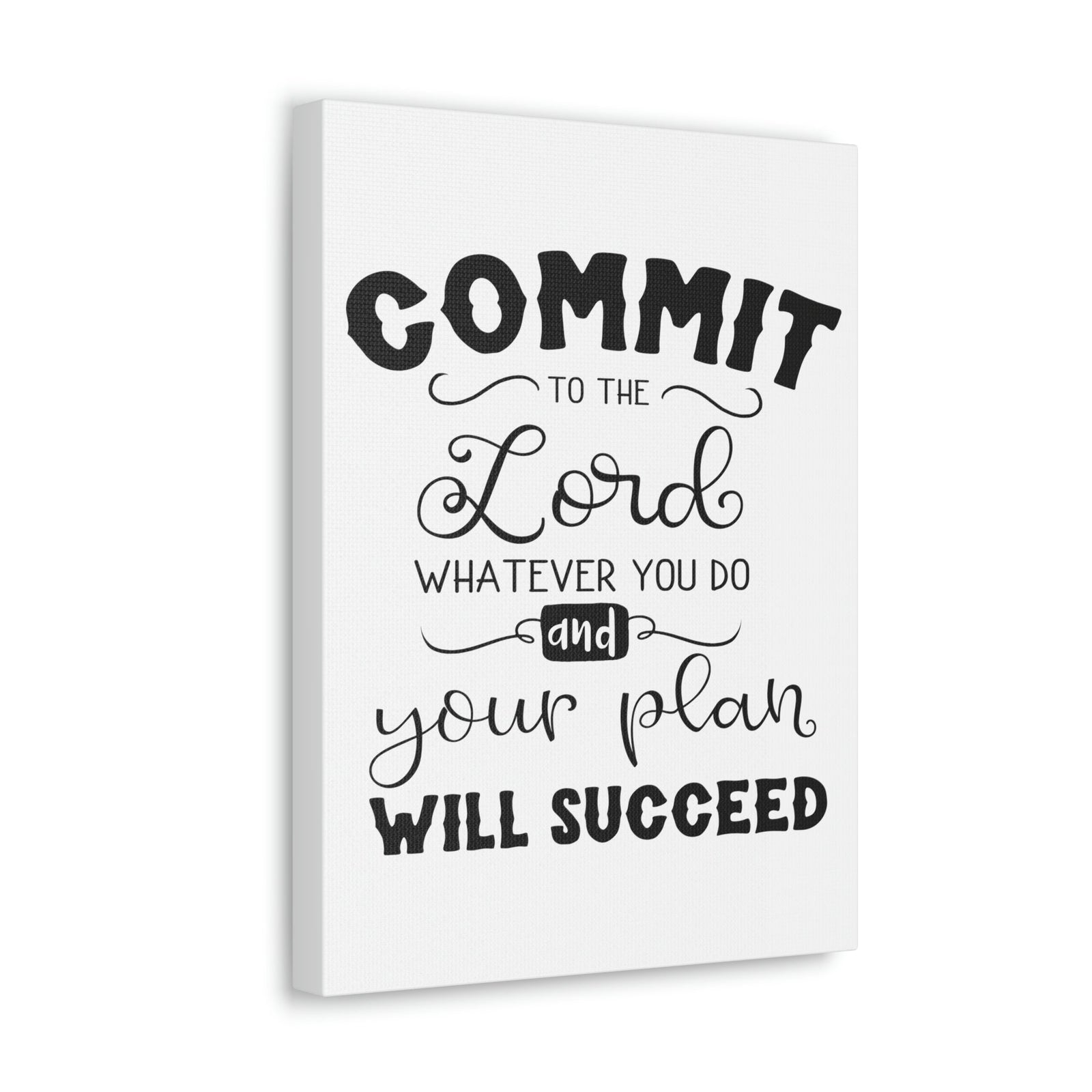 Scripture Walls To The Lord Proverbs 16:3 Cursive Christian Wall Art Print Ready to Hang Unframed-Express Your Love Gifts