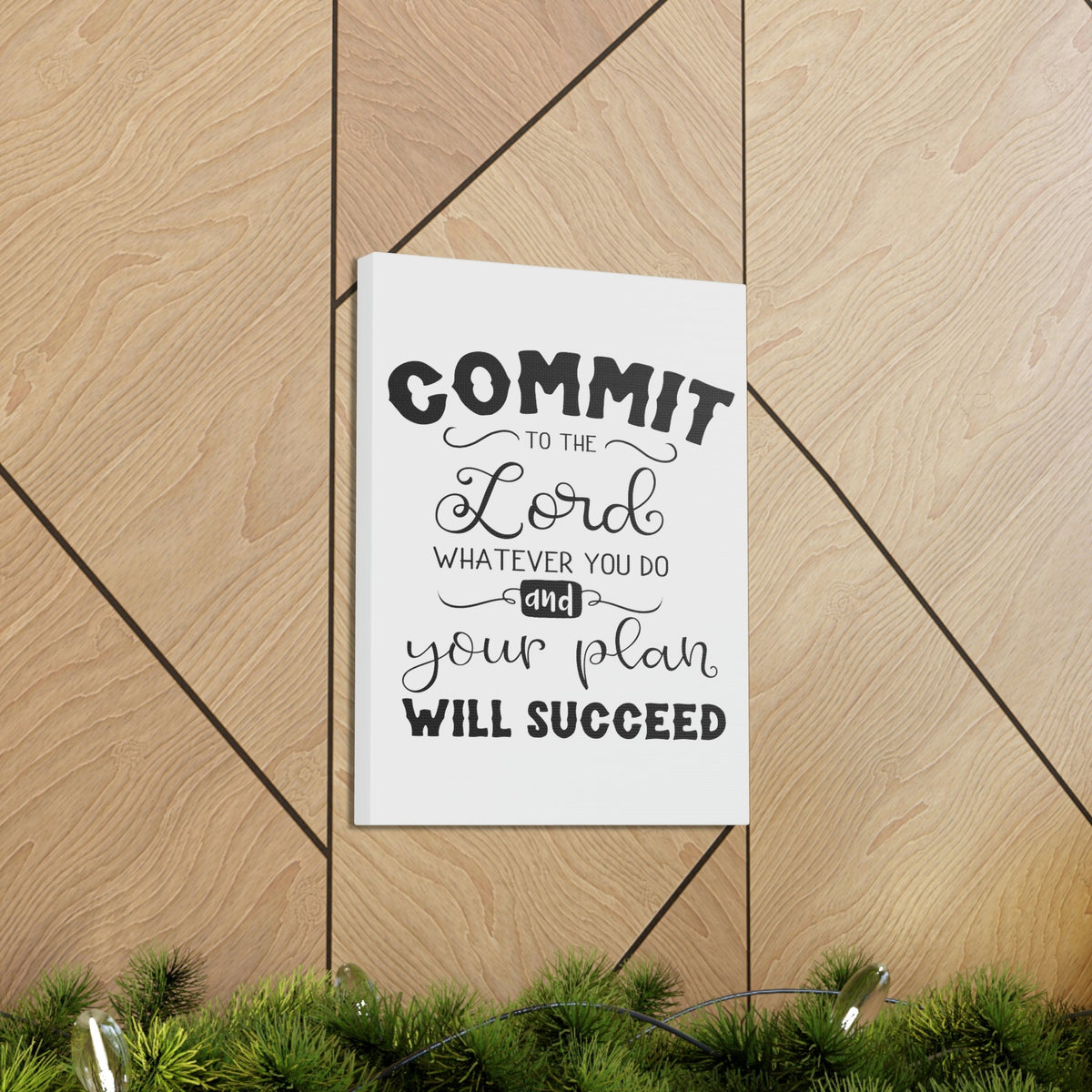 Scripture Walls To The Lord Proverbs 16:3 Cursive Christian Wall Art Print Ready to Hang Unframed-Express Your Love Gifts