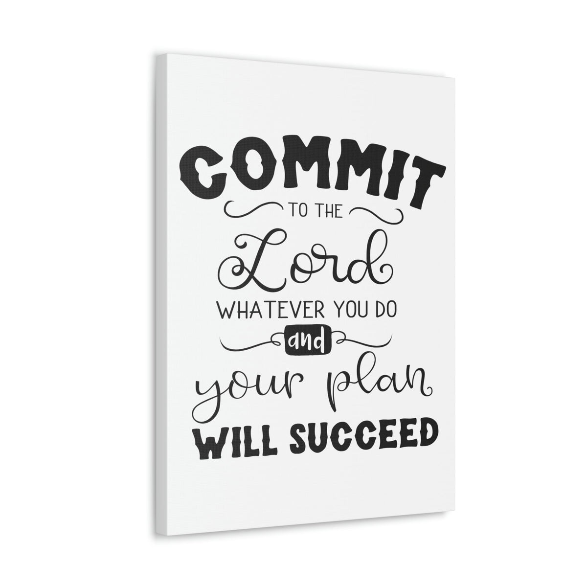 Scripture Walls To The Lord Proverbs 16:3 Cursive Christian Wall Art Print Ready to Hang Unframed-Express Your Love Gifts