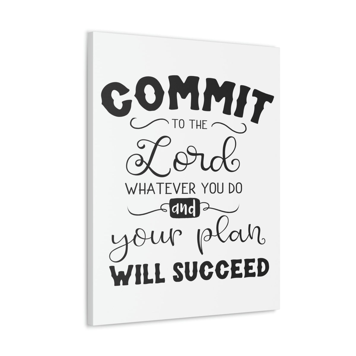 Scripture Walls To The Lord Proverbs 16:3 Cursive Christian Wall Art Print Ready to Hang Unframed-Express Your Love Gifts