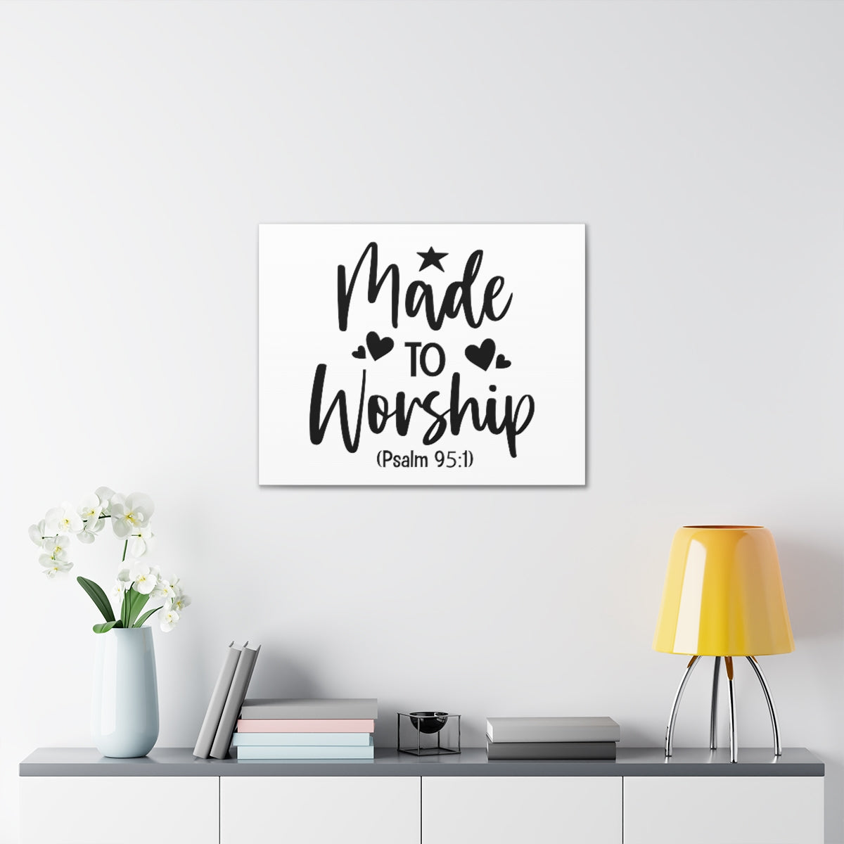 Scripture Walls To Worship Psalm 95:1 Star & Hearts Bible Verse Canvas Christian Wall Art Ready to Hang Unframed-Express Your Love Gifts