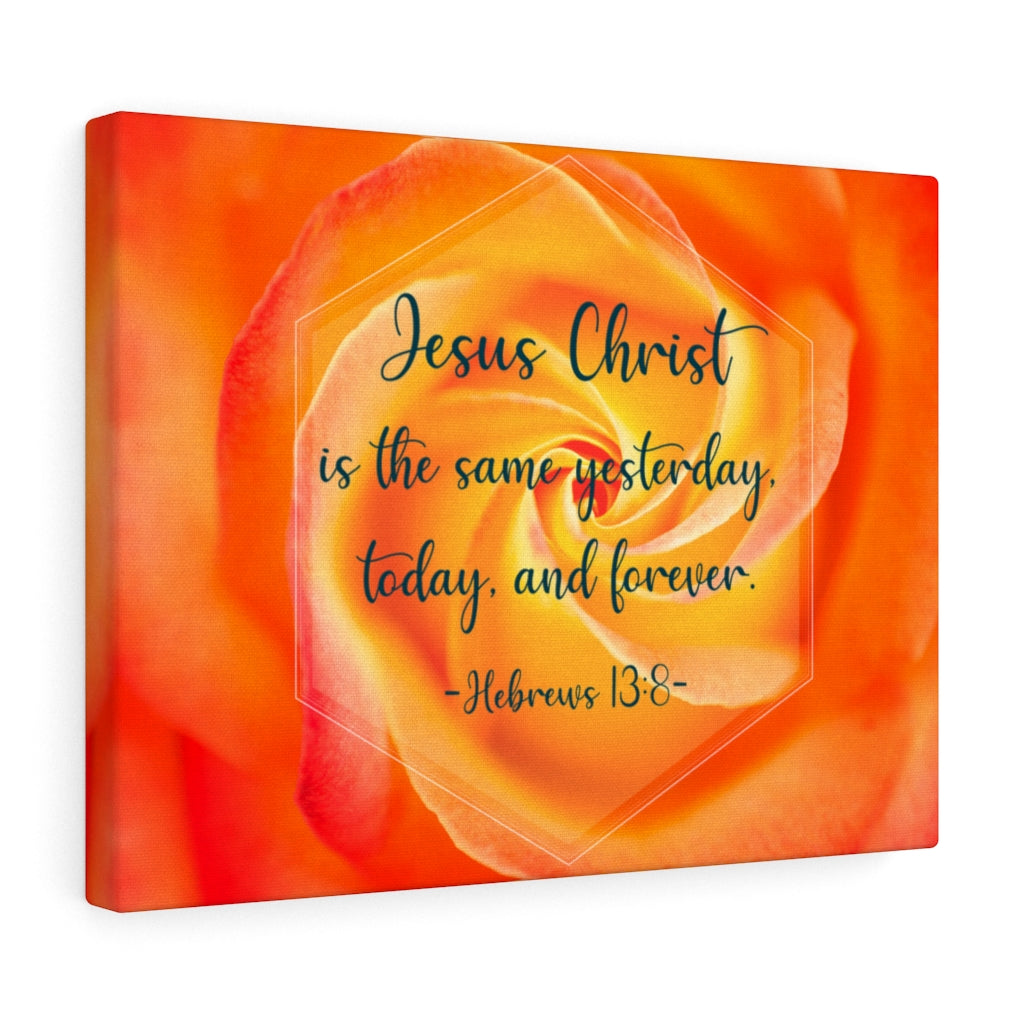 Scripture Walls Today And Forever Hebrews 13:8 Orange Bible Verse Canvas Christian Wall Art Ready to Hang Unframed-Express Your Love Gifts