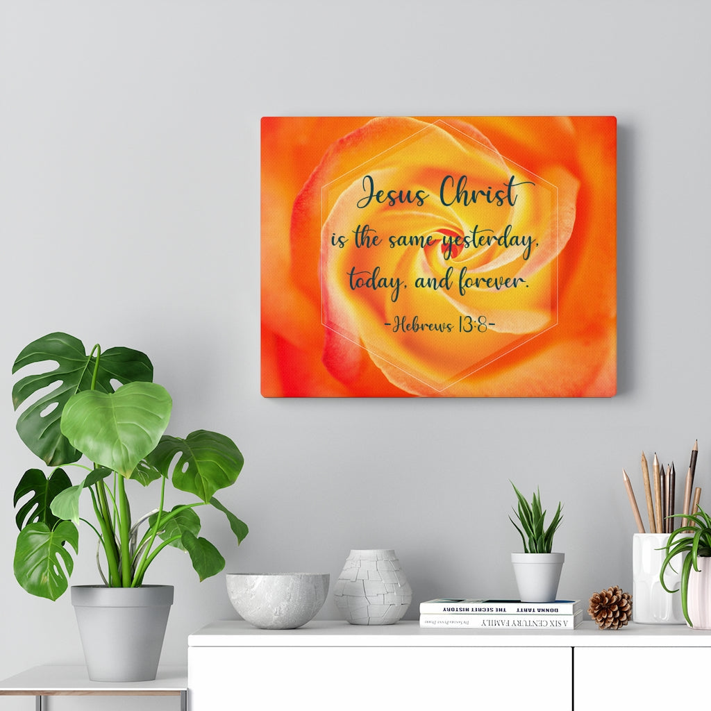Scripture Walls Today And Forever Hebrews 13:8 Orange Bible Verse Canvas Christian Wall Art Ready to Hang Unframed-Express Your Love Gifts