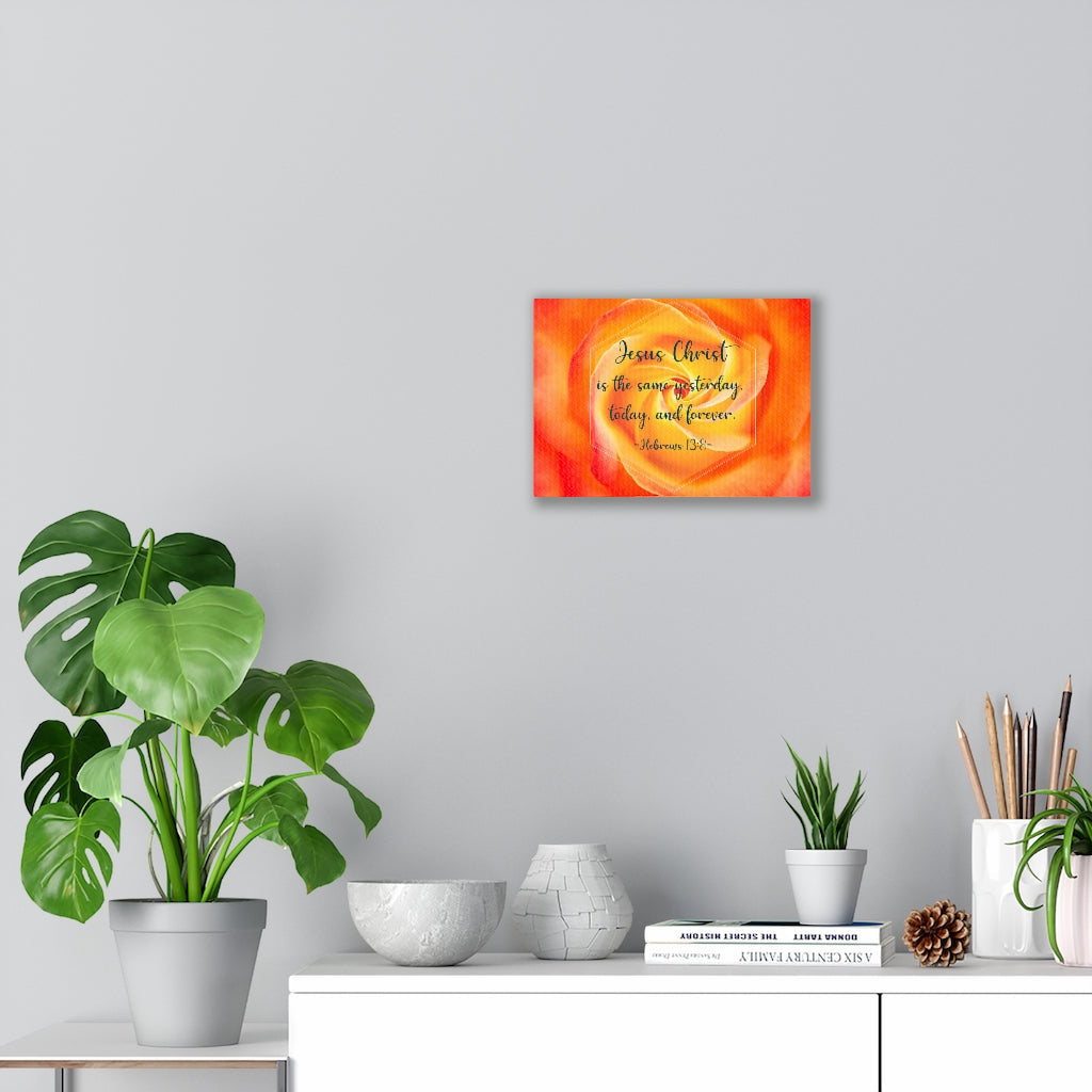 Scripture Walls Today And Forever Hebrews 13:8 Orange Bible Verse Canvas Christian Wall Art Ready to Hang Unframed-Express Your Love Gifts