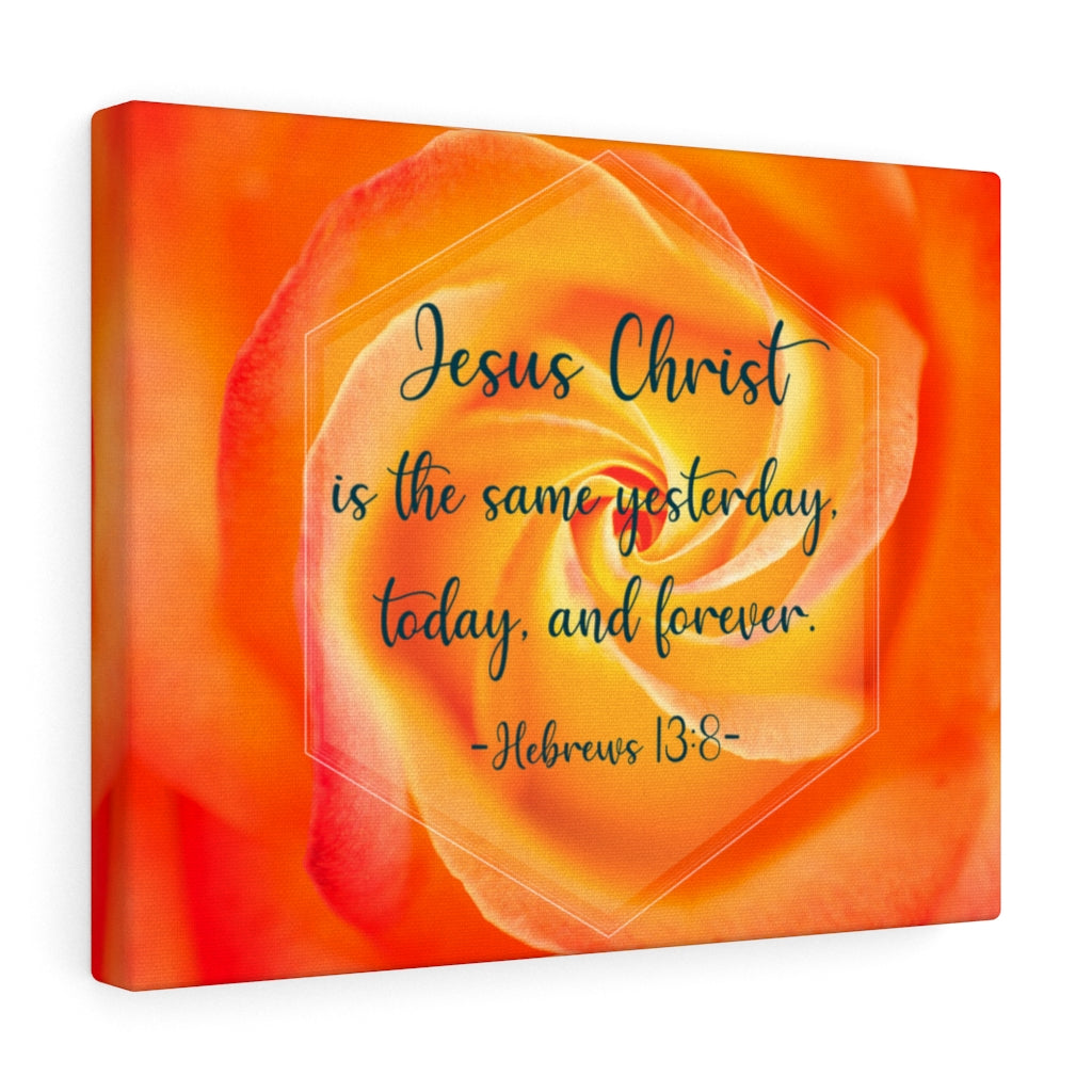 Scripture Walls Today And Forever Hebrews 13:8 Orange Bible Verse Canvas Christian Wall Art Ready to Hang Unframed-Express Your Love Gifts