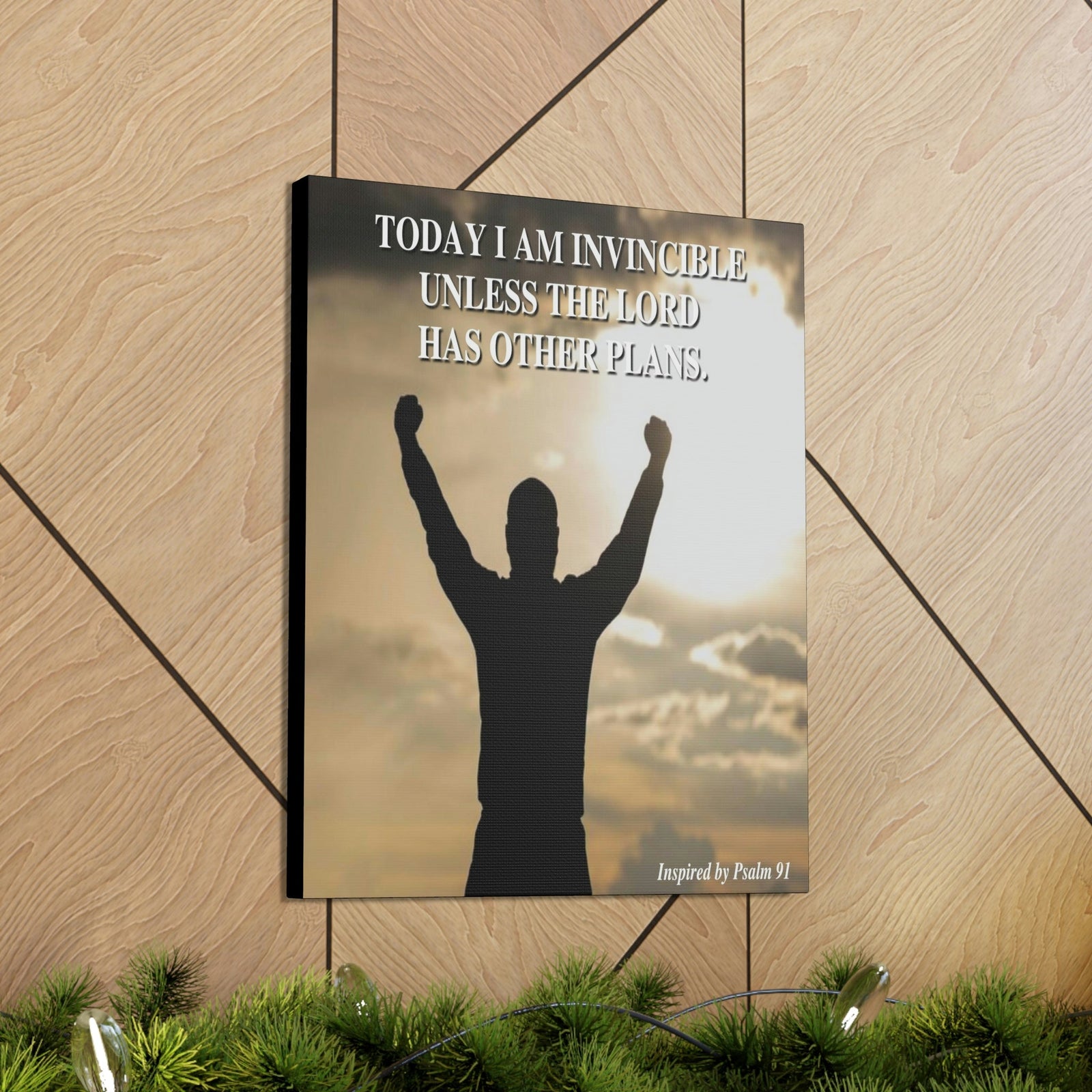 Scripture Walls Today I Am Invincible Canvas Psalm 91 Bible Verse Canvas Christian Wall Art Ready to Hang Unframed-Express Your Love Gifts
