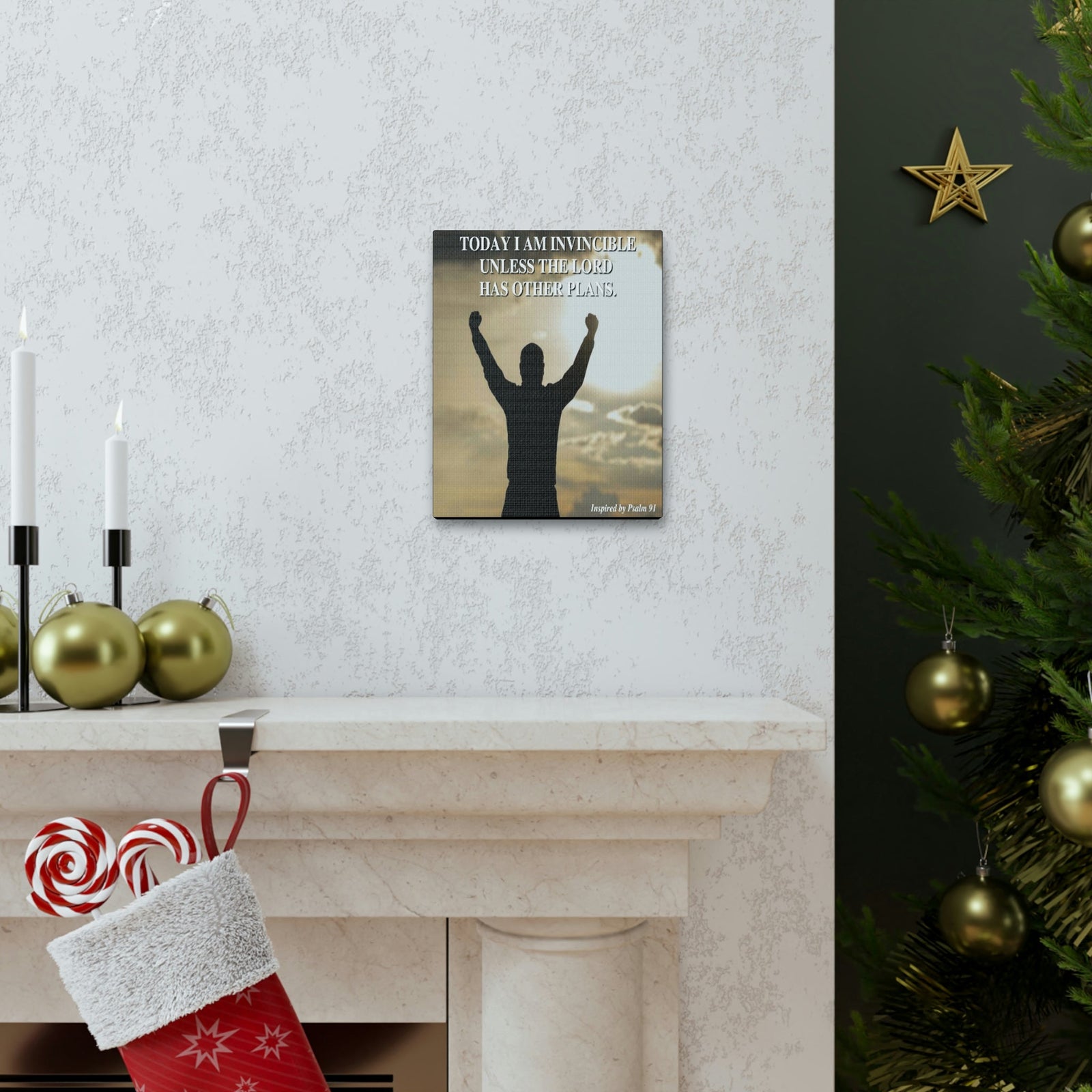 Scripture Walls Today I Am Invincible Canvas Psalm 91 Bible Verse Canvas Christian Wall Art Ready to Hang Unframed-Express Your Love Gifts