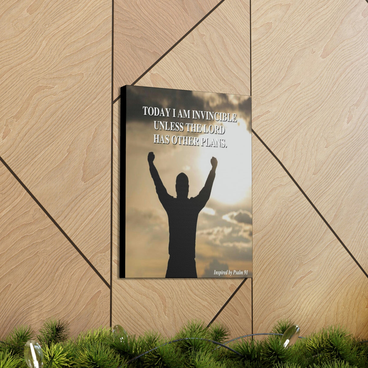 Scripture Walls Today I Am Invincible Canvas Psalm 91 Bible Verse Canvas Christian Wall Art Ready to Hang Unframed-Express Your Love Gifts
