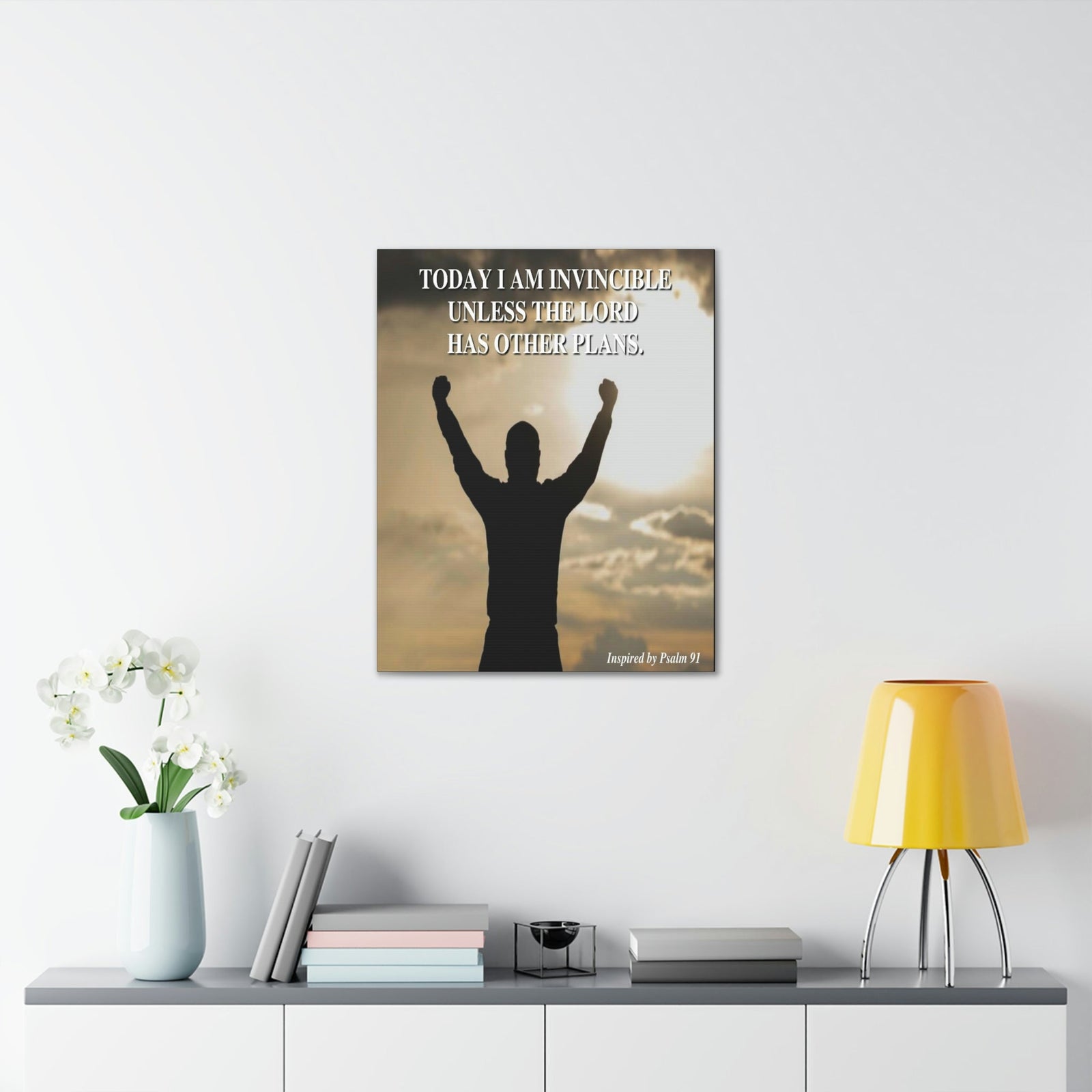 Scripture Walls Today I Am Invincible Canvas Psalm 91 Bible Verse Canvas Christian Wall Art Ready to Hang Unframed-Express Your Love Gifts