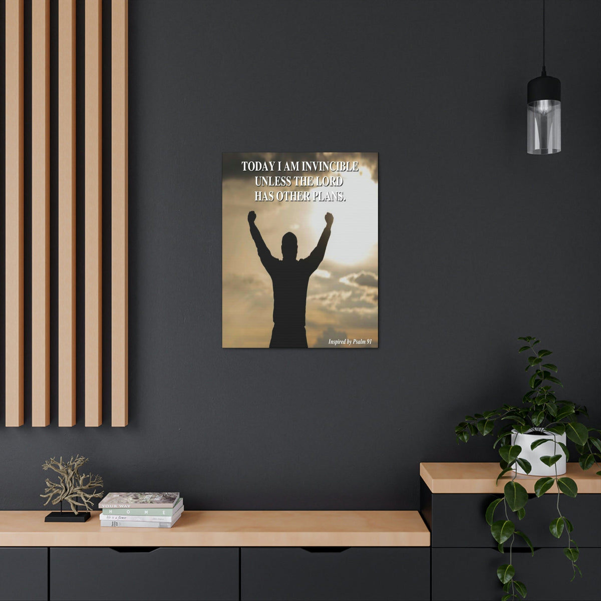 Scripture Walls Today I Am Invincible Canvas Psalm 91 Bible Verse Canvas Christian Wall Art Ready to Hang Unframed-Express Your Love Gifts