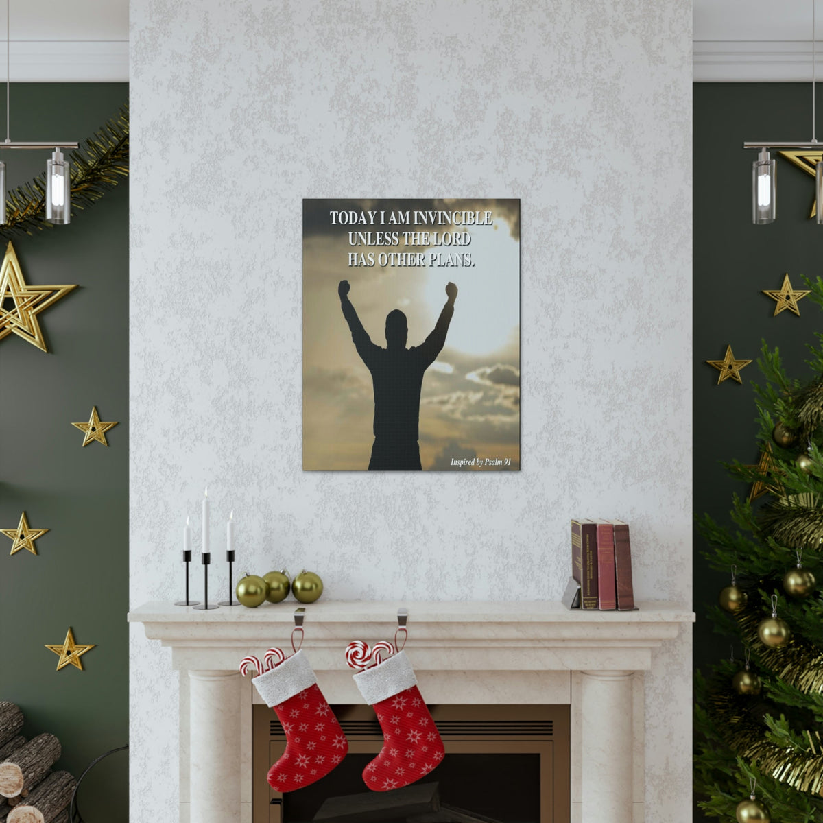 Scripture Walls Today I Am Invincible Canvas Psalm 91 Bible Verse Canvas Christian Wall Art Ready to Hang Unframed-Express Your Love Gifts