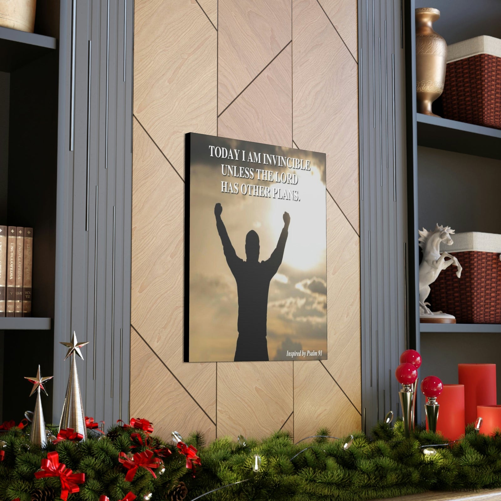 Scripture Walls Today I Am Invincible Canvas Psalm 91 Bible Verse Canvas Christian Wall Art Ready to Hang Unframed-Express Your Love Gifts