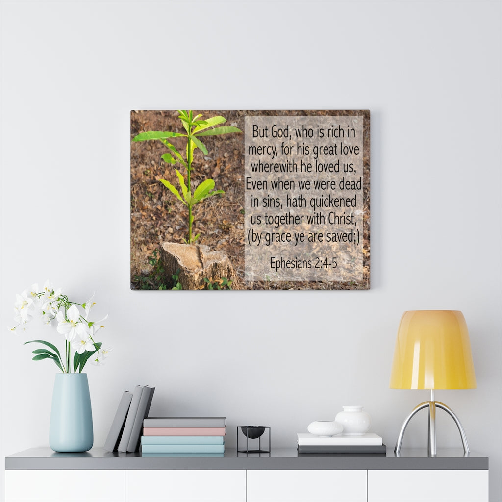Scripture Walls Together With Christ Ephesians 2:4-5 Bible Verse Canvas Christian Wall Art Ready to Hang Unframed-Express Your Love Gifts
