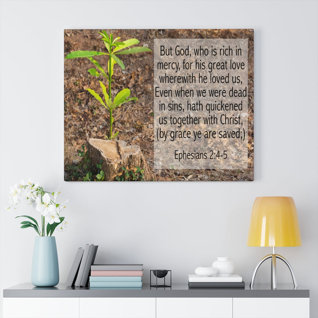 Scripture Walls Together With Christ Ephesians 2:4-5 Bible Verse Canvas Christian Wall Art Ready to Hang Unframed-Express Your Love Gifts